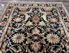 Indo Mahal Sultanabad Rug 8x11, Vintage Indian Oriental Carpet, Wool Handmade Floral Rug 8 x 11 ft, Black Beige Tan, Large Flowers Allover - Jewel Rugs