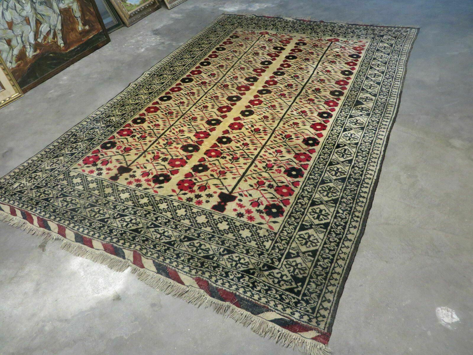 6' X 9' Vintage Handmade Afghan Baloch Turkoman Wool Carpet Signed Master Weaver - Jewel Rugs