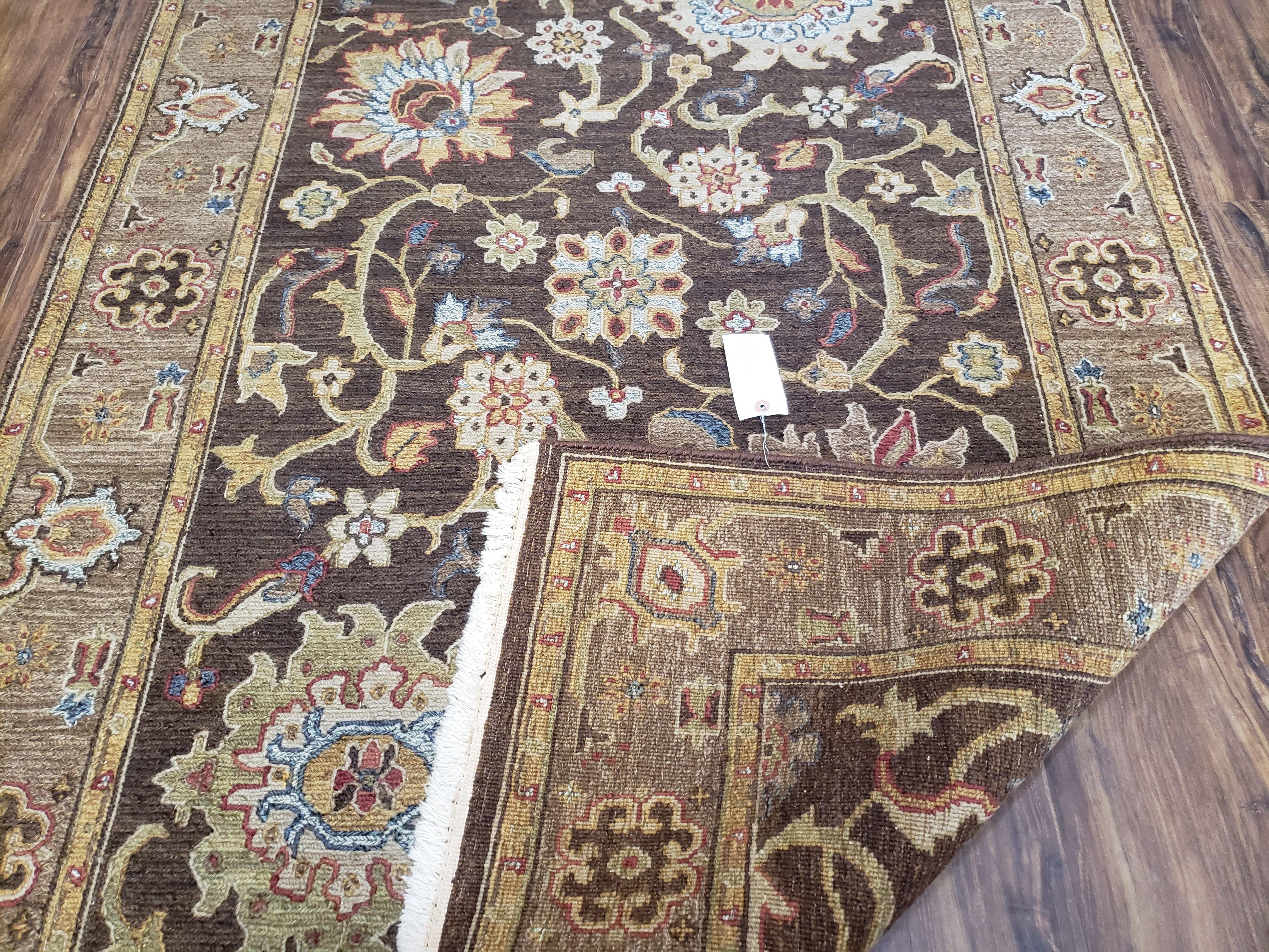 4' X 6' Handmade India Oriental Floral Wool Rug Brown Wow - Jewel Rugs