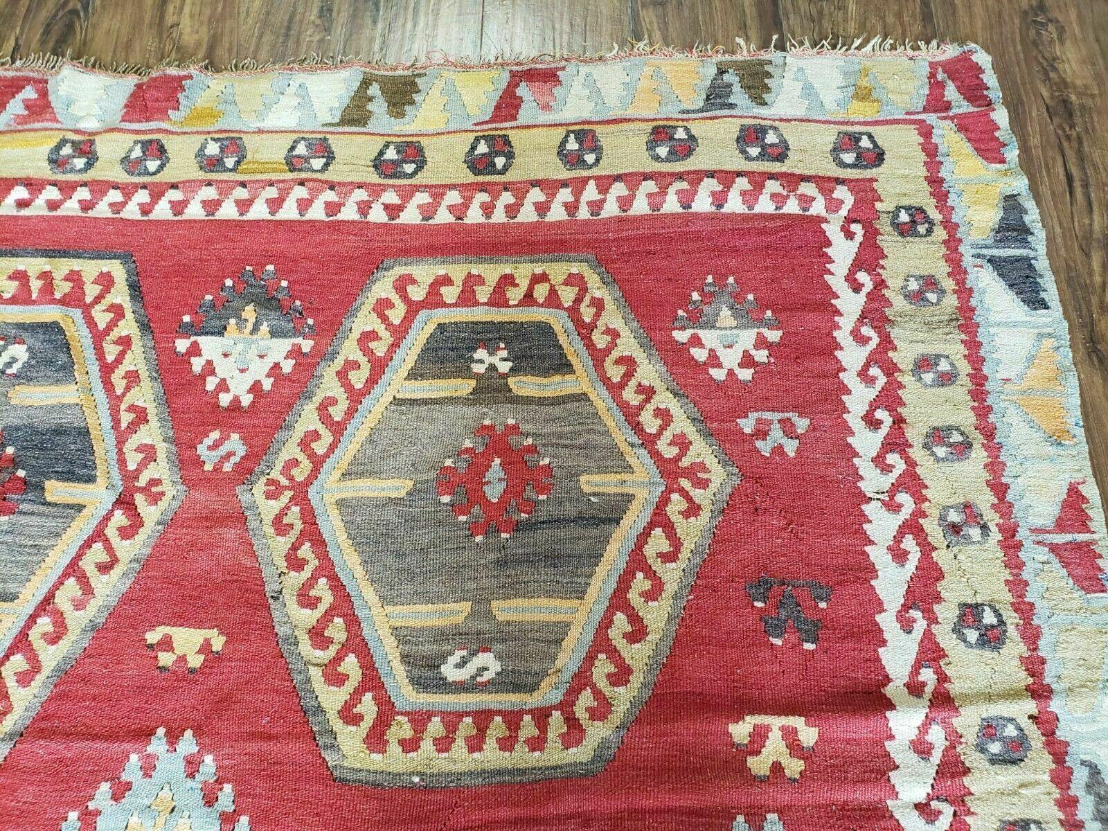 8' X 12' Vintage Turkish Kilim Handmade Flat Weave Wool Rug Veg Dyes - Jewel Rugs