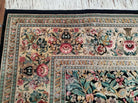 9'X 12' Hand Made William Morris Arts & Crafts Wool Rug Carpet Black Green Worn - Jewel Rugs