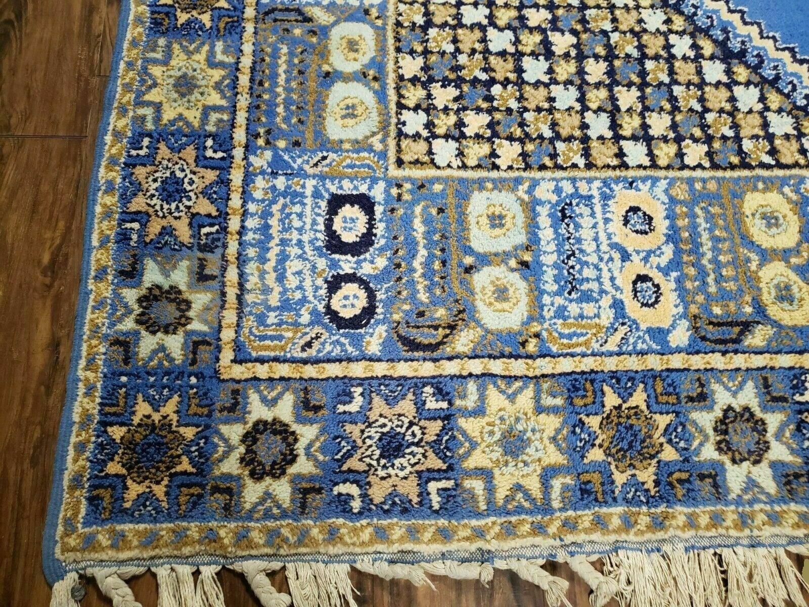 7' X 10' 5" Handmade Moroccan Urban Rabat Wool Carpet Blue Area Rug - Jewel Rugs