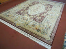 8' X 10' Vintage Chinese Handmade Wool Rug Aubusson Design Silk Accents Nice - Jewel Rugs