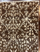 Modern Hand Knotted Rug 9x12, Contemporary Pakistani Oriental Carpet, Brown Area Rug, Wool Floral Rug 9 x 12 ft, Contemporary Room SIzed Rug - Jewel Rugs