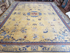 10' X 13' Antique Handmade Chinese Wool Rug Peking Mandarin Gold Mustard - Jewel Rugs