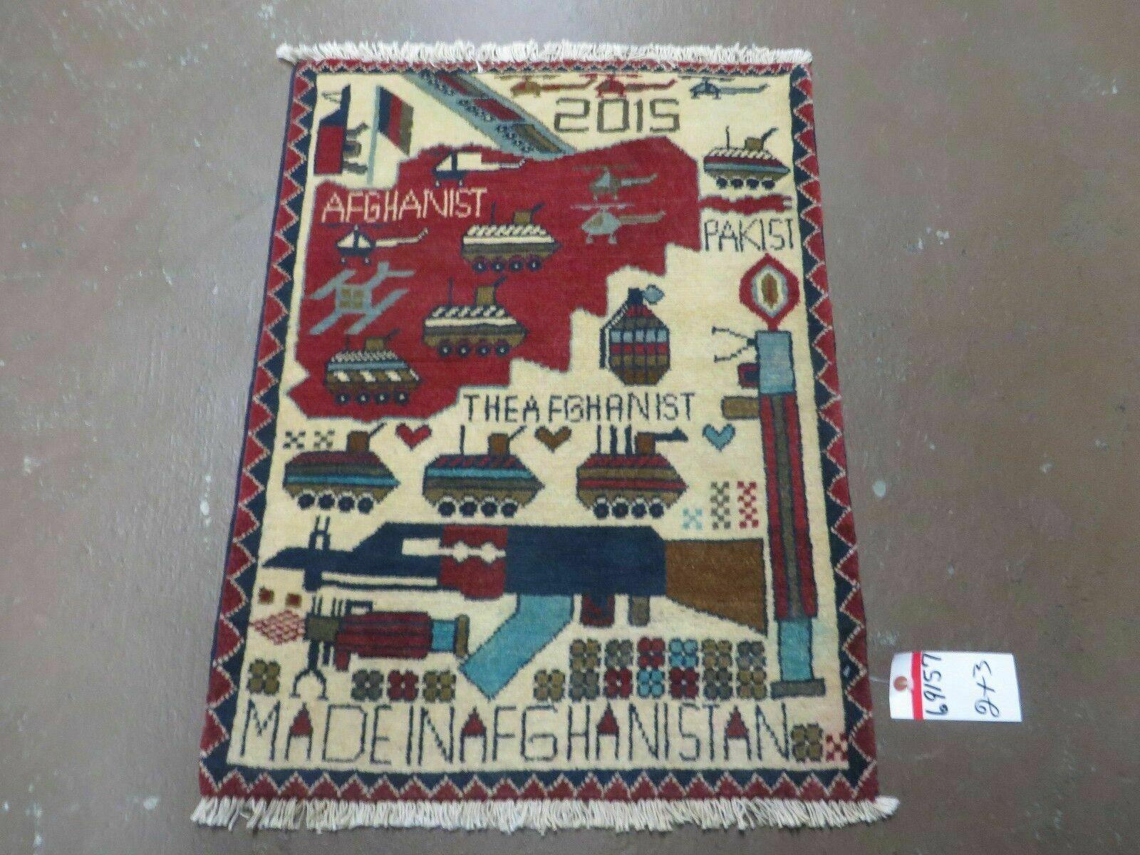 2' X 2'6" Handmade Afghan Balouch Tribal Wool War Rug Gun Tank Helicopter # 157 - Jewel Rugs