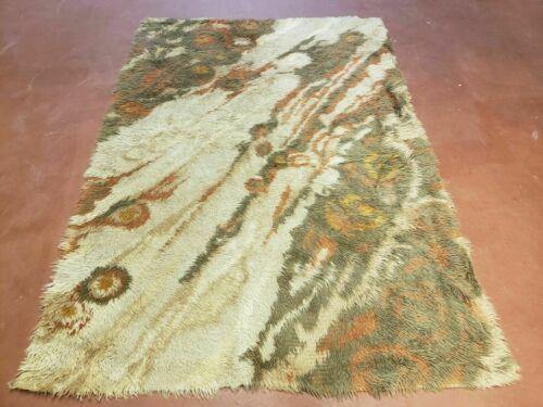 4'X 6' Vintage 1960 Danish Rya Shag DeLuxe Ege Rug Mid-Century Modern Olive Nice - Jewel Rugs