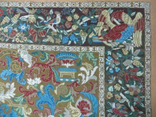 9' X 12' Vintage Hand Made English Needlepoint Wool Rug Monkey Rooster Bird Nice - Jewel Rugs