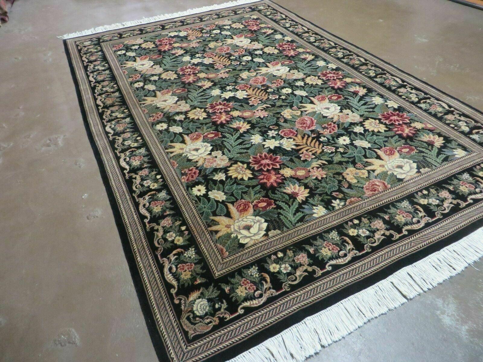 6' X 9' Handmade William Morris Arts & Crafts Chinese Wool Rug Carpet Black #837 - Jewel Rugs