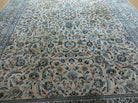 7' 5" X 10' 6" Handmade Indian Wool Rug Decorative Ivory Beige Floral - Jewel Rugs