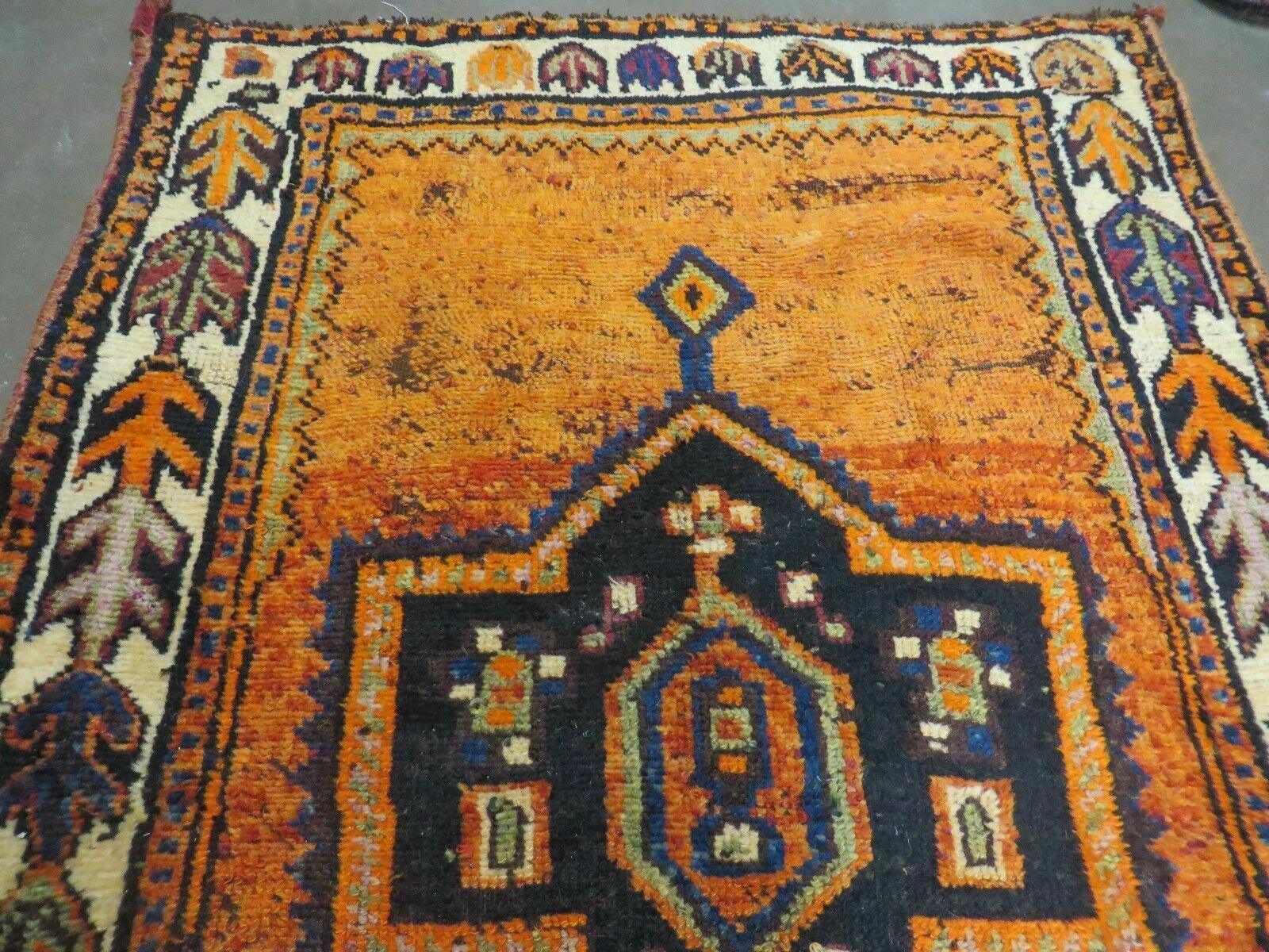 4' 6"X 16' 6" Antique Handmade India Geometric Wool Rug Tribal Veg Dye Nice - Jewel Rugs