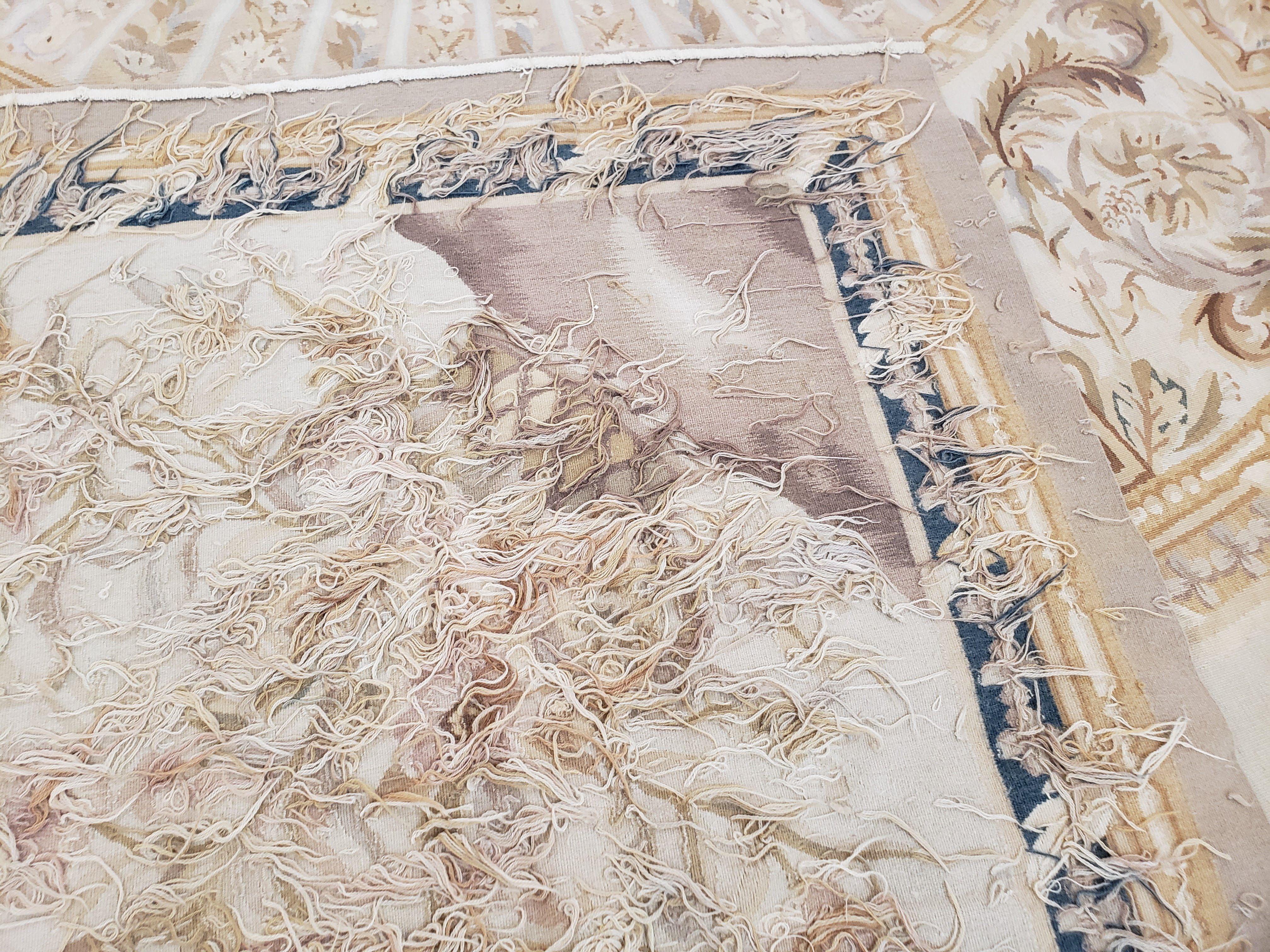 New Aubusson Rug 11x16 Oversized Carpet, Palace Sized Rug 11 x 16, Elegant Savonnerie European Handmade Floral Vases Flatweave Wool Area Rug - Jewel Rugs