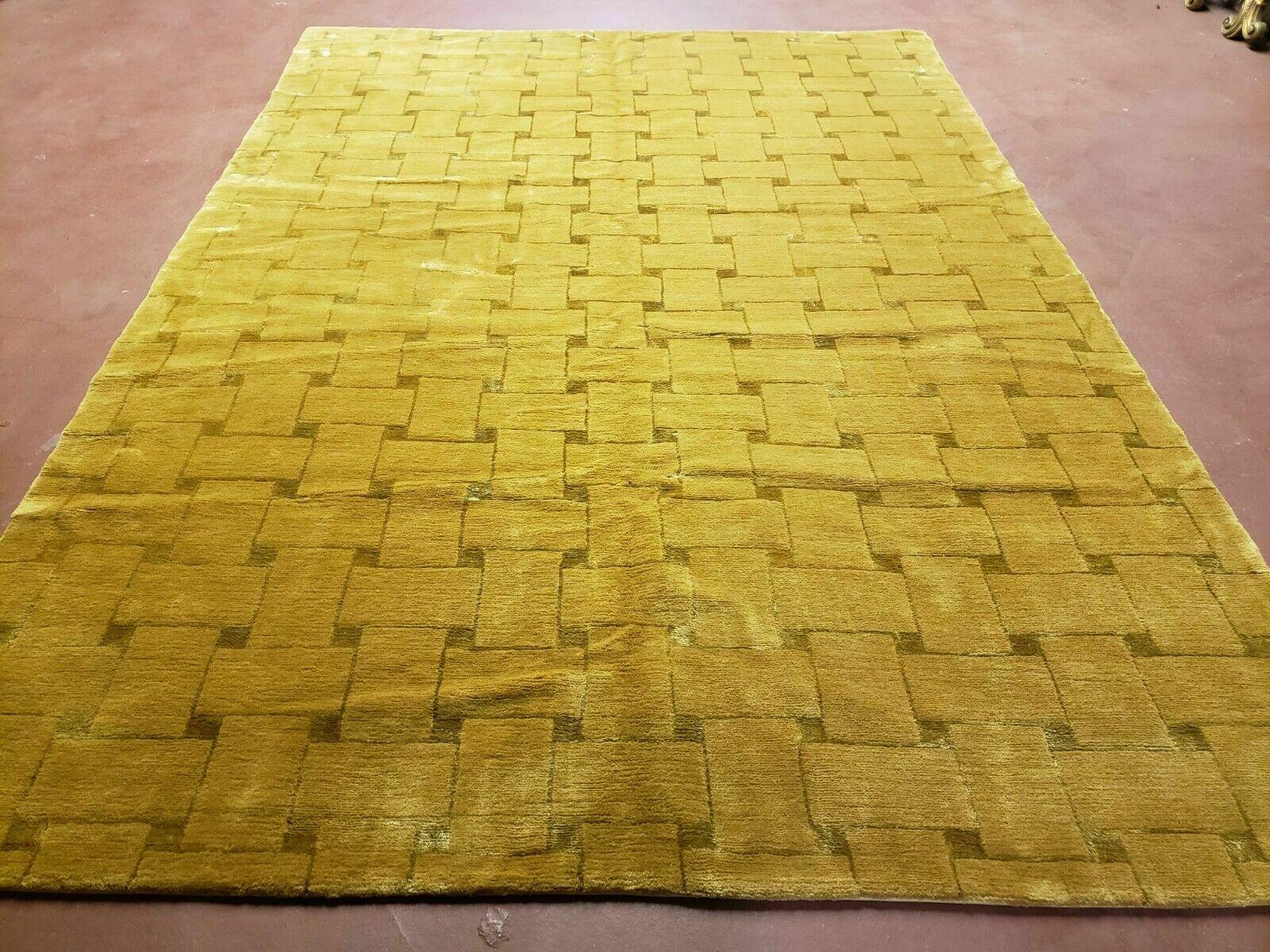 6' X 9' Modern Handmade Tibetan Nepal Wool Rug Carpet Silk Accents Gold Nice - Jewel Rugs