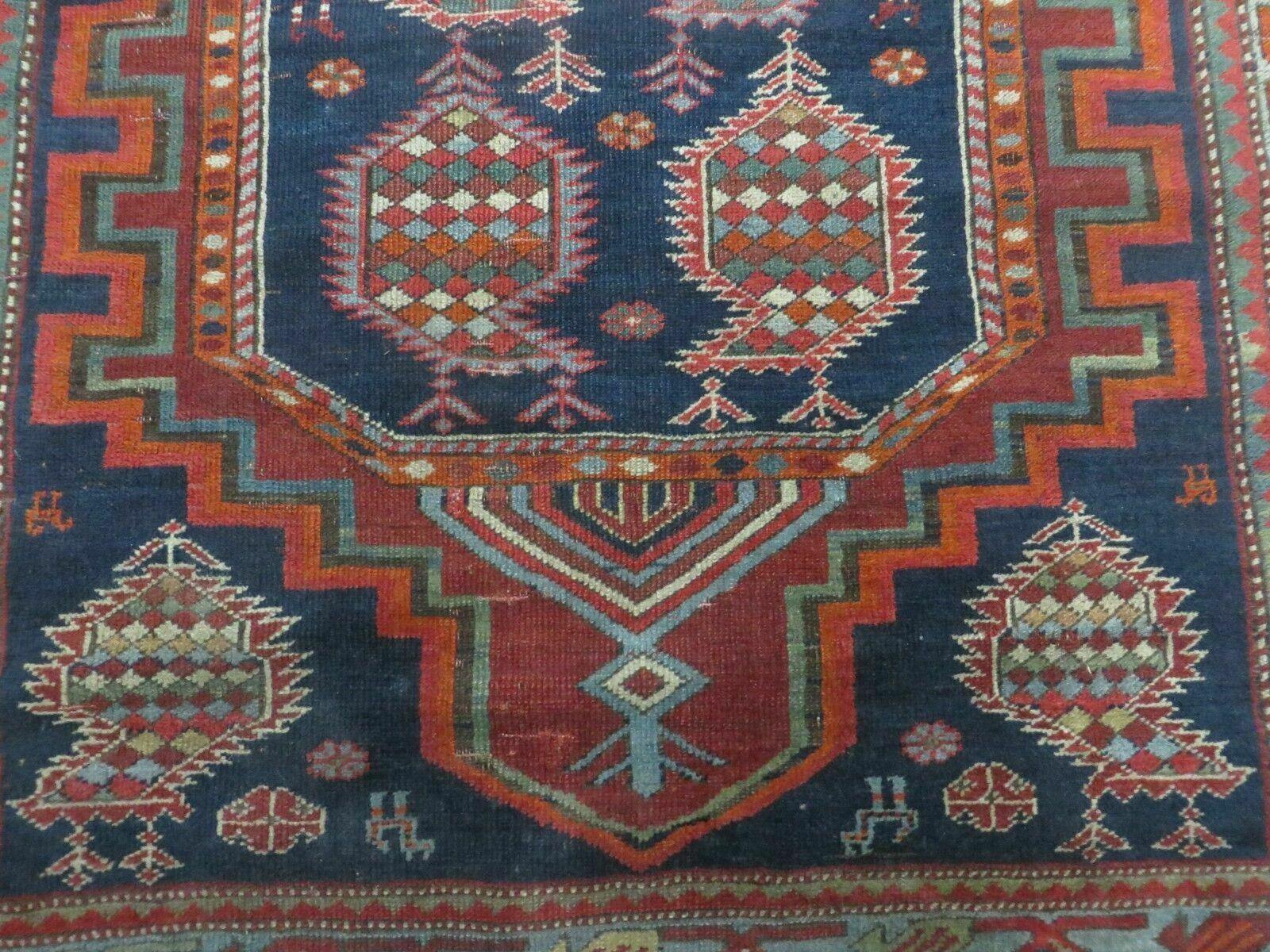 4' X 6' Handmade Caucasian Kazak Karabagh Shirvan Wool Rug Blue Nice - Jewel Rugs