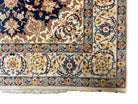 4x5 Ultra Fine Rug Handmade Rug Medallion Rug Floral Rug Beige Dark Blue Rug - Jewel Rugs