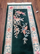 2' 4" X 8' Handmade Chinese Oriental Wool Runner Rug 90 Lines Forest Green - Jewel Rugs