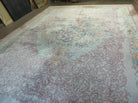 9' X 12' Vintage Handmade Chinese Carving Sculpture Wool Rug Flower Design Pink Carpet - Jewel Rugs