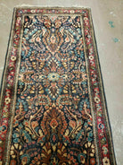 2' X 4' Antique Handmade Sarouk Floral Wool Rug Blue Organic Vegetable Dye Nice - Jewel Rugs