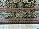 9' X 12' Vintage Handmade Pakistan Floral Wool Rug Black Detailed Nice - Jewel Rugs