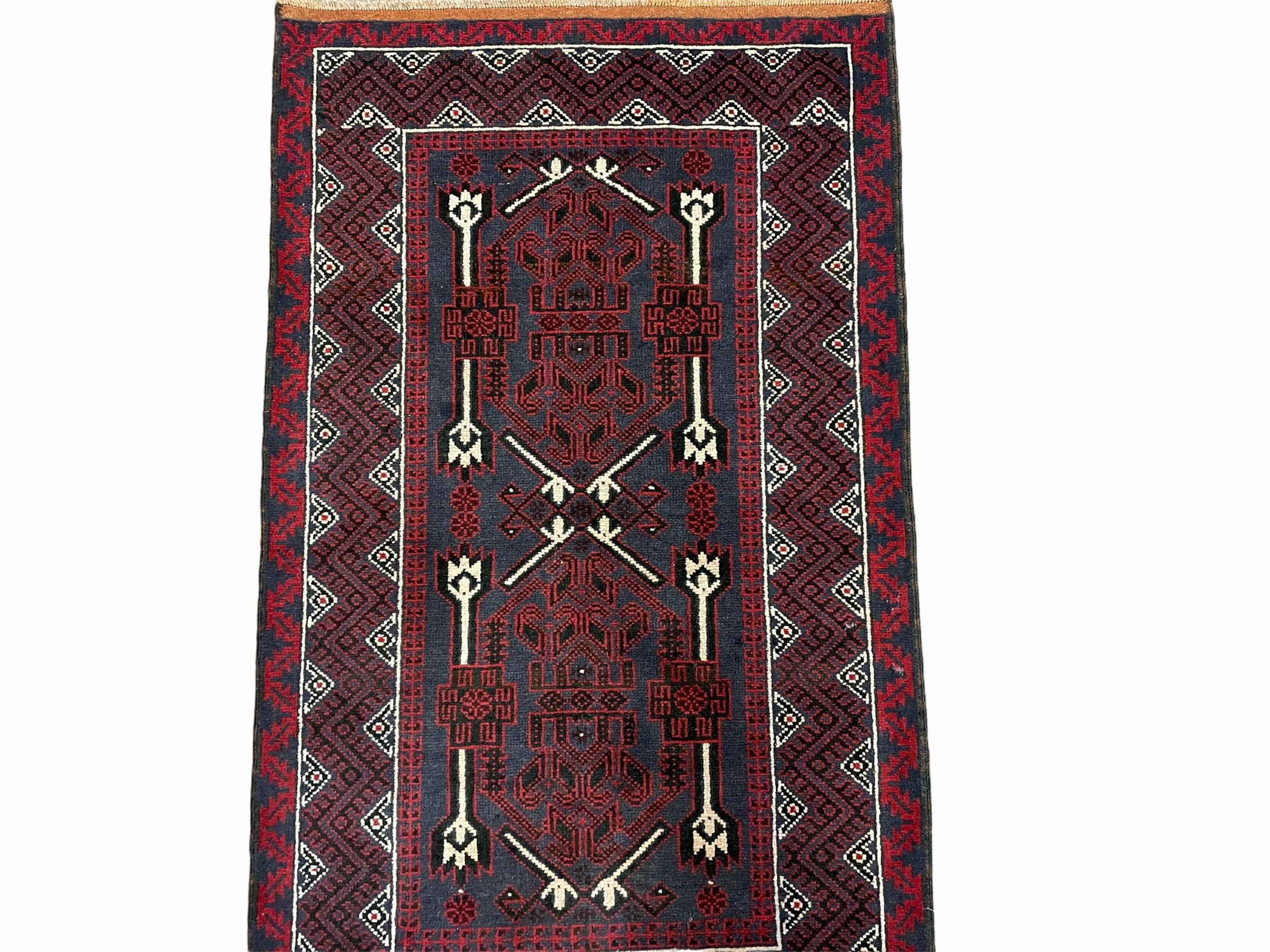 3x5 New Vintage Handmade Tribal Wool Rug Balouch Rug Afghan Rug Red Beige Nice - Jewel Rugs