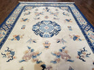 6' X 9' Vintage Hand Made CHINESE Art Deco 120 LINES Wool Rug Flowers Nice - Jewel Rugs