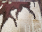 Danish Rya Shag Rug 6x8 Mid Century Ege Rya Area Rug, Ivory Maroon Multicolor Abstract 1960s Shag Carpet, Cowhide Pattern, Living Room Rug - Jewel Rugs