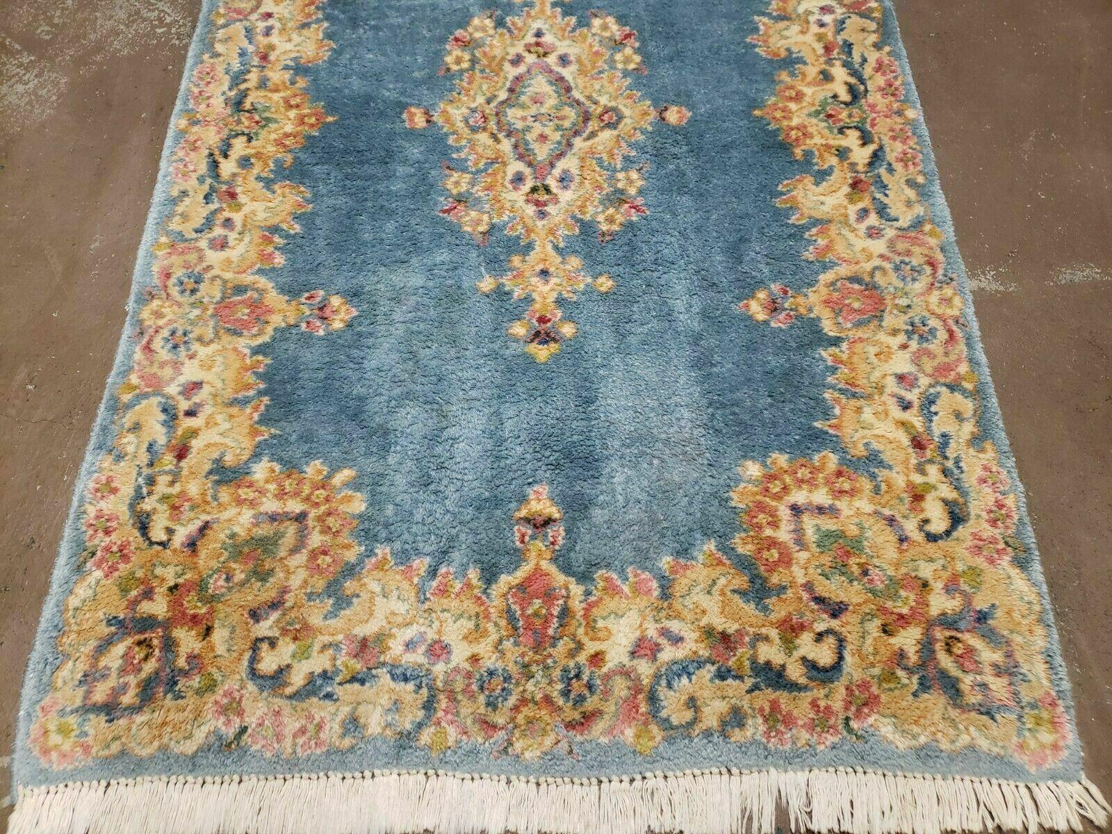 3' X 5' Handmade India Royal Kirman Wool Area Rug Hand Knotted Carpet Baby Blue - Jewel Rugs