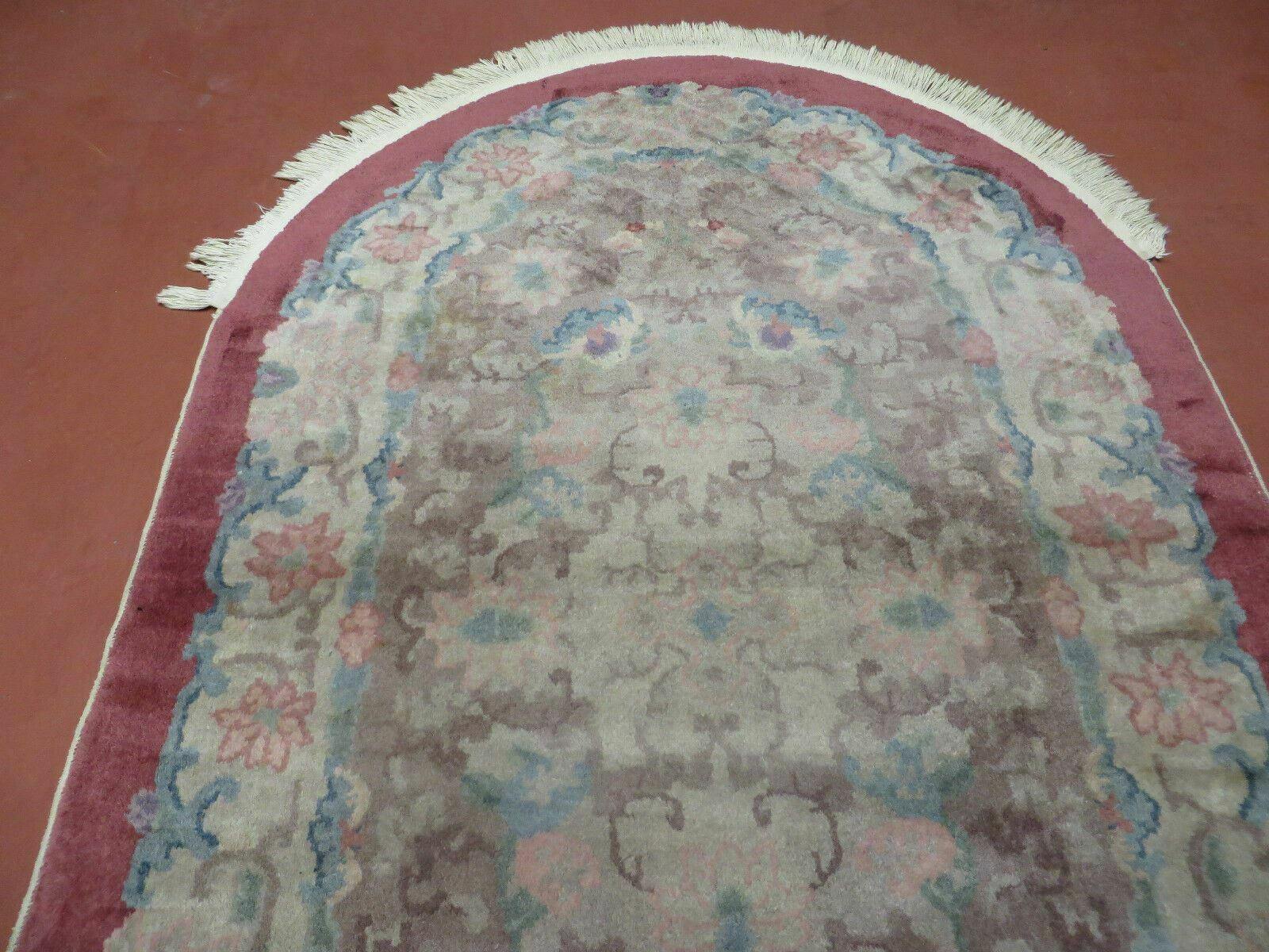 3' X 5' Vintage Handmade Chinese Art Deco PEKING Oval Wool Rug Carpet Salmon - Jewel Rugs