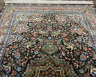 Sino Persian Silk Rug 5x8, Hand Knotted Silk Carpet, Very Fine Vintage Oriental Rug, Black Brown Cream, Birds Floral Medallion 5 x 8 ft Wow - Jewel Rugs