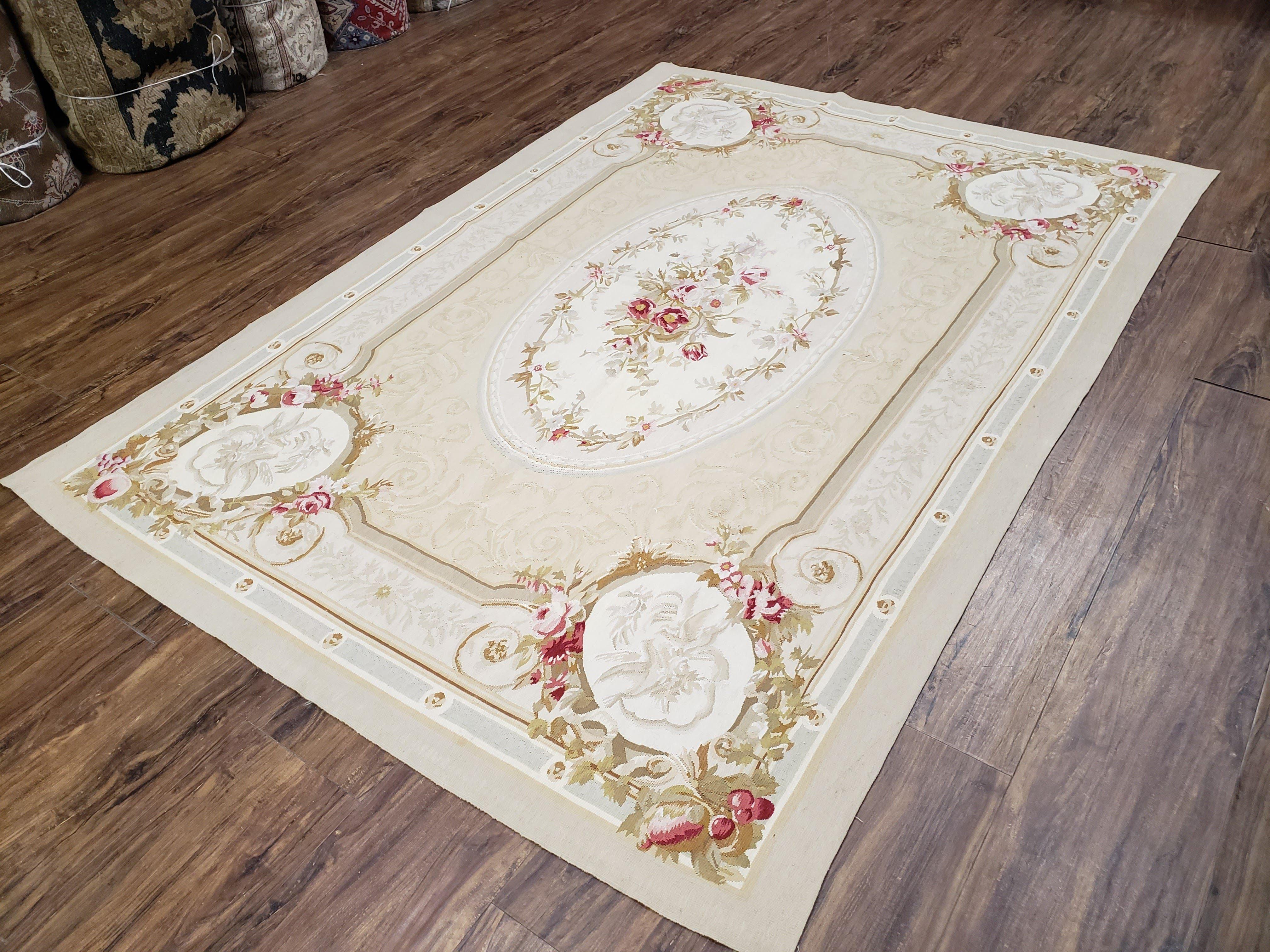 Vintage Chinese Aubusson Rug 4x6, Hand Woven Wool French European Aubusson Savonnerie Carpet, Traditional French Style, Elegant Handmade Rug - Jewel Rugs