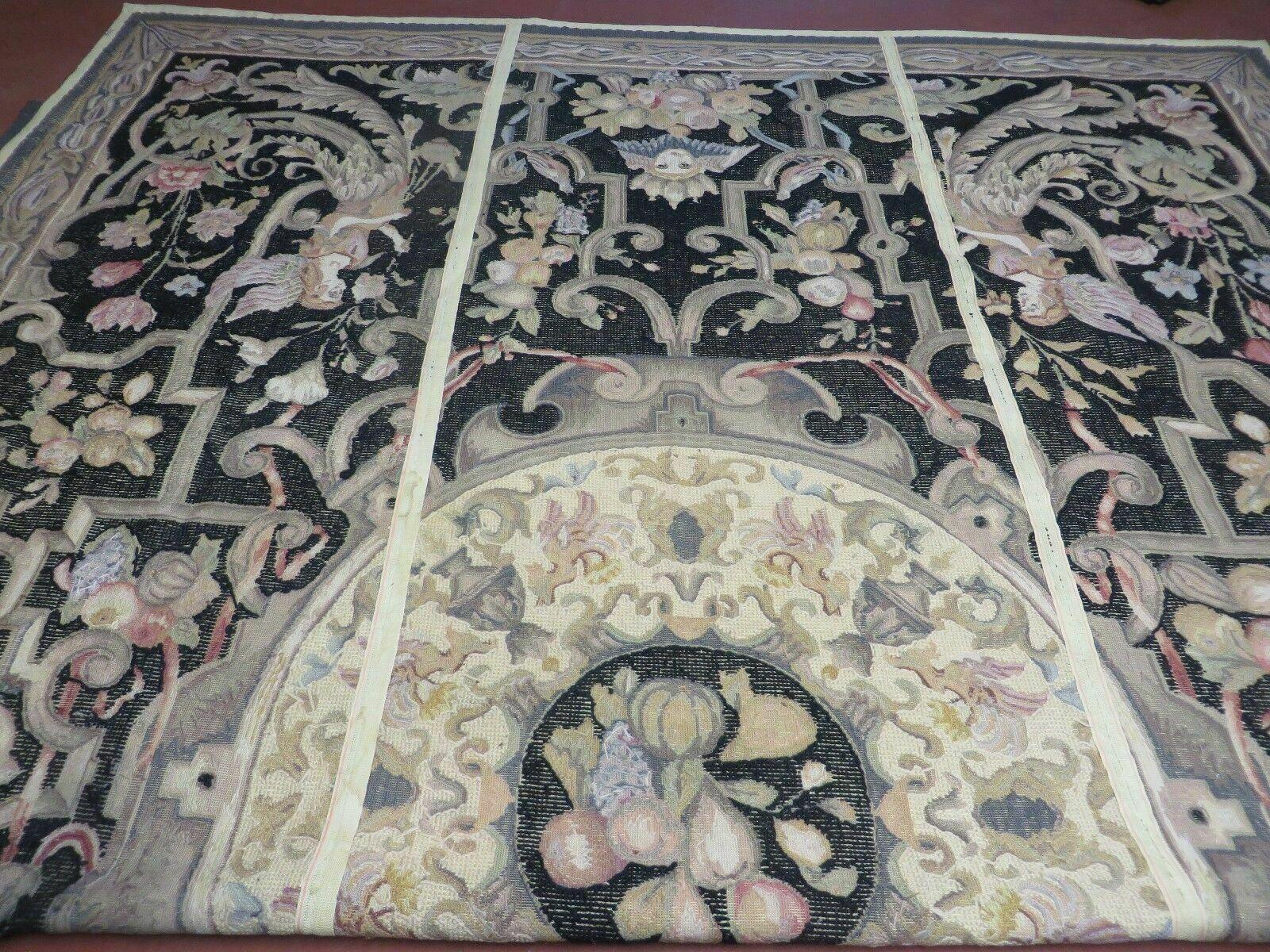 8' X 11' Handmade European Needlepoint Wool Rug Flat Weave Garden Of Eden Nice - Jewel Rugs