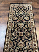 Vintage Indo Mahal Runner Rug 2' 7" x 8' 3", Black Beige Green Runner, Oriental Runner Rug, Hallway Rug, Hand Knotted Wool Rug, 8ft Runner - Jewel Rugs