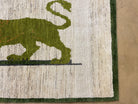 3 x 4 Handmade Rug Zagros Mountains Wool Rug Lion Beige Olive Green Tribal Rug - Jewel Rugs