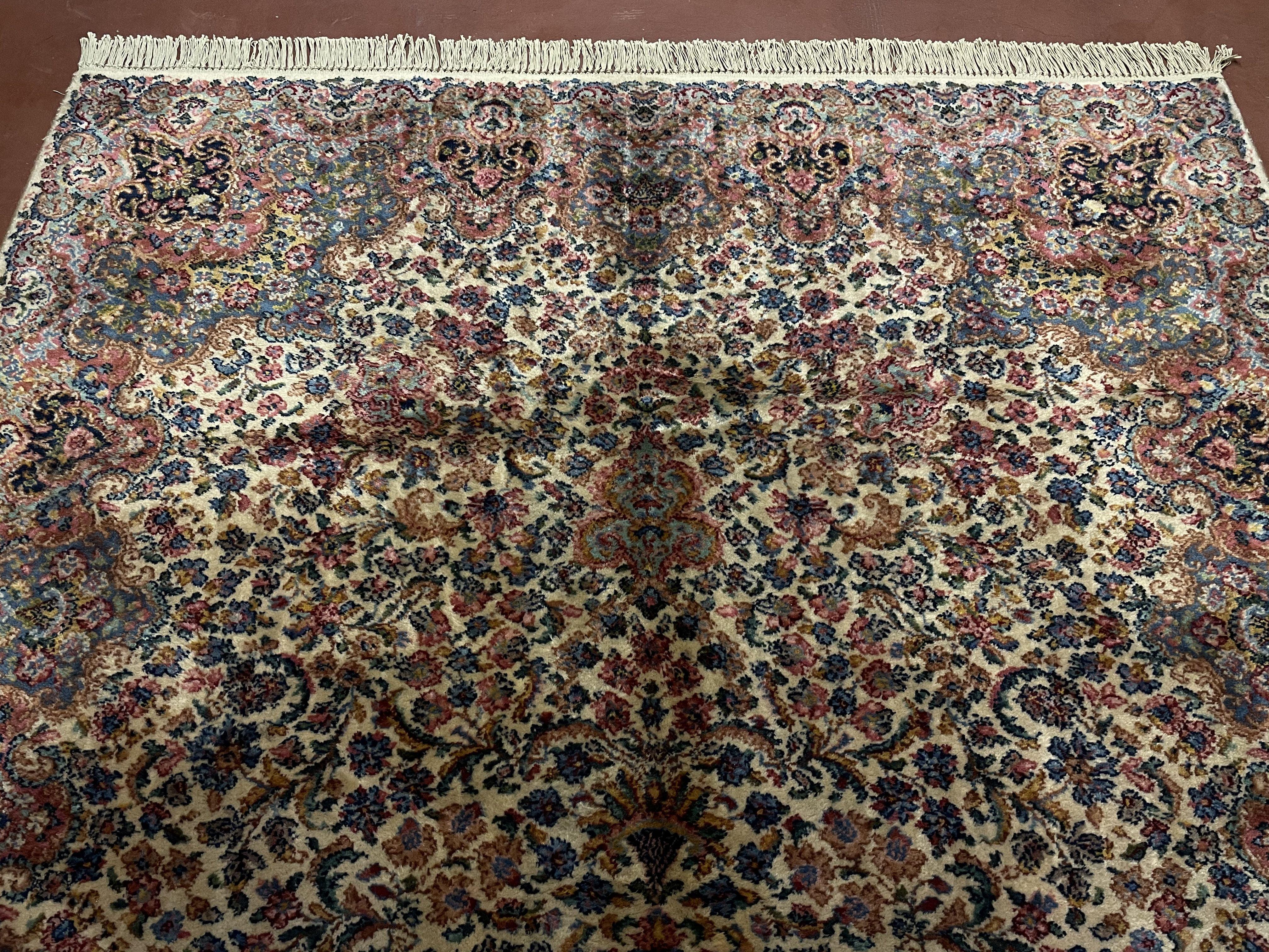 Karastan Rug Floral Kirman #742, American Made, 5'9" x 9", 6x9 Vintage Karastan Wool Rug, Royal Kirman Pattern - Jewel Rugs