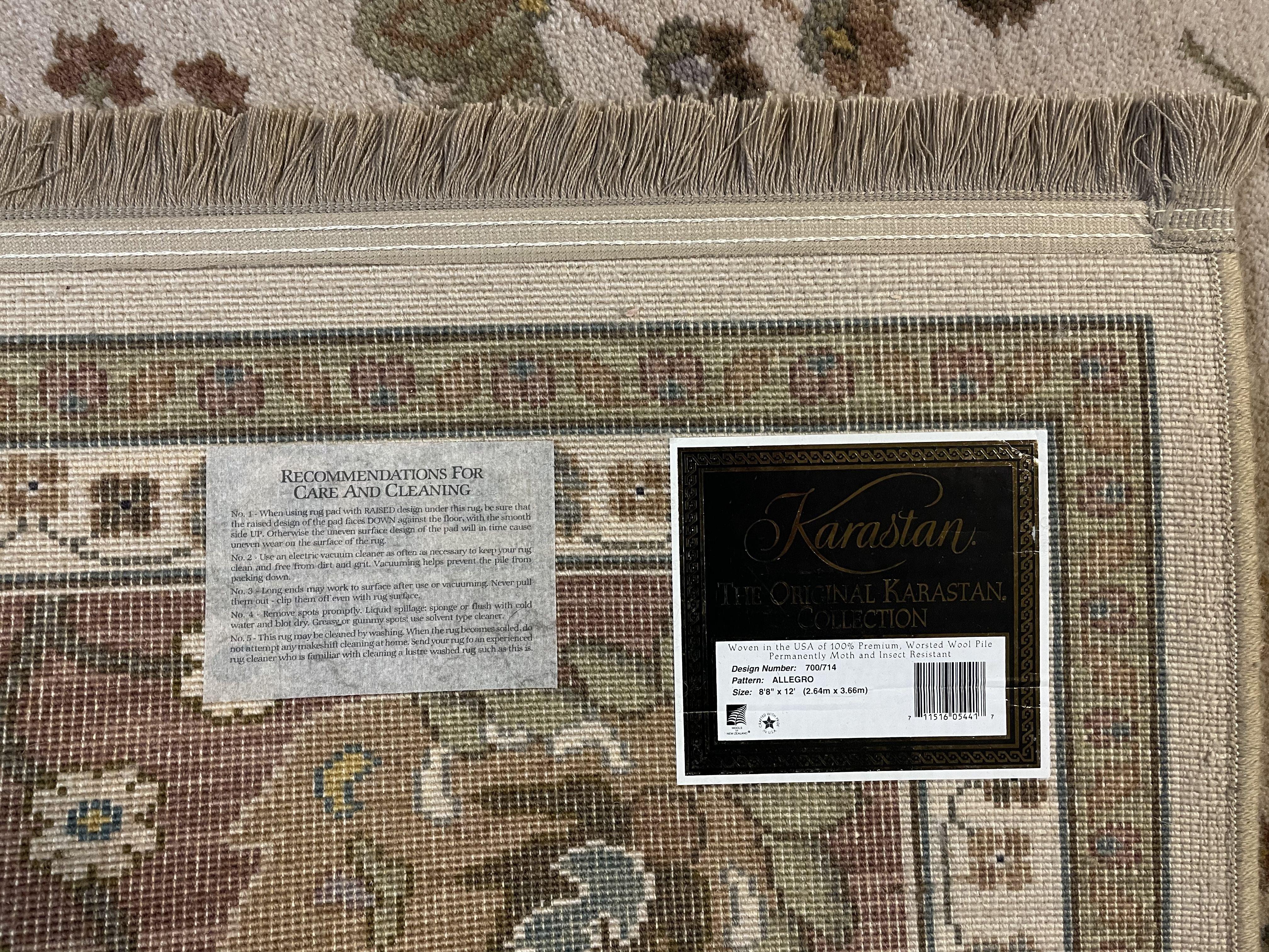 8' 9" X 12 Karastan American Made Allegro Wool Rug 700/714 Authentic Karastan - Jewel Rugs