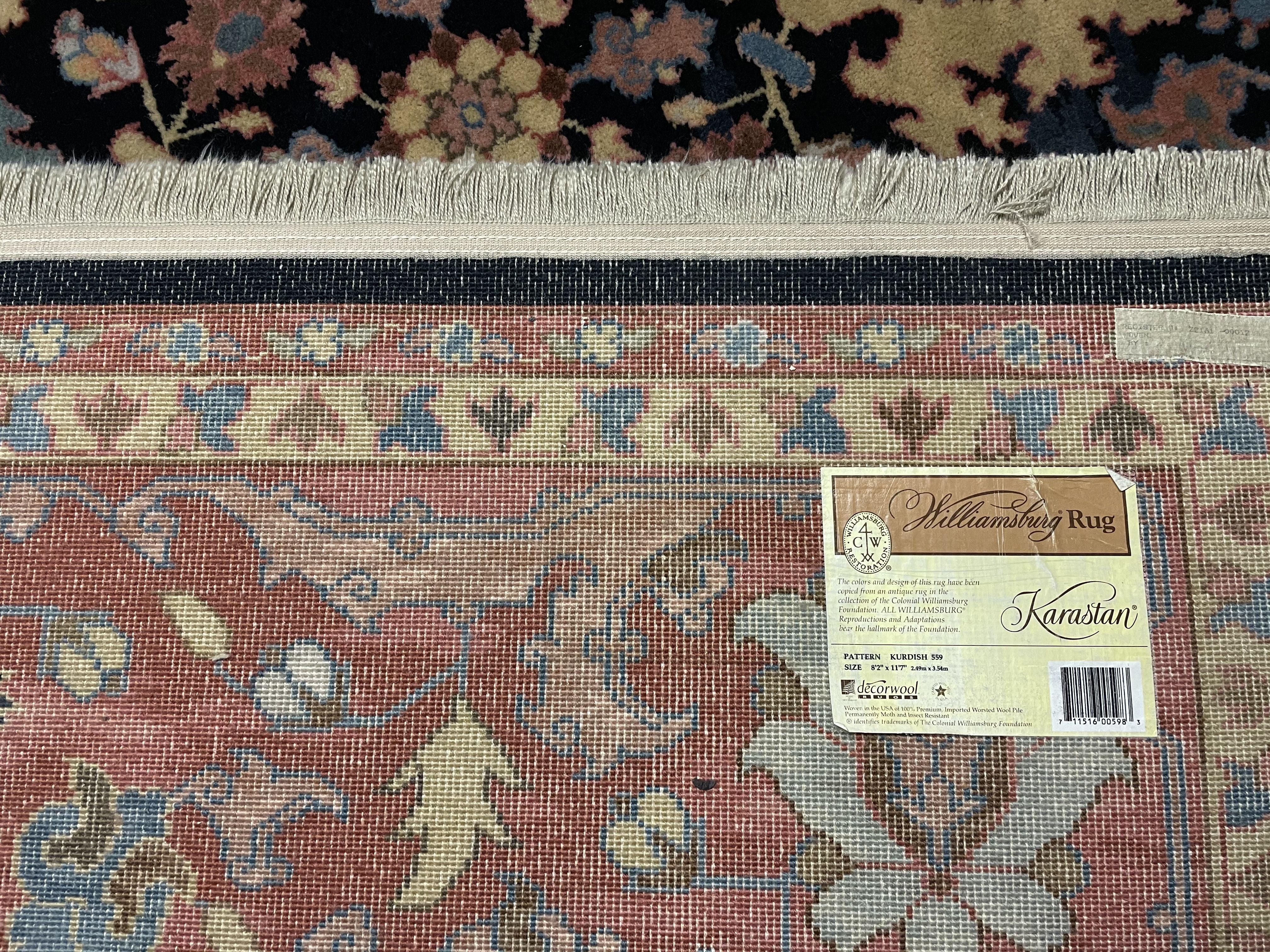 8' 2" X 11' 7" Karastan American Made Willamsburg Wool Rug Pattern #554 Nice - Jewel Rugs