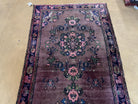 3' 4" X 9' Antique Handmade Wool Rug Pink Purple Runner Floral Organic Dyes - Jewel Rugs