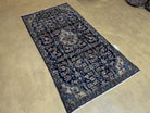 3 X 6 Handmade Hand-Knotted Wool Rug Short Runner Floral Black Organic Dye - Jewel Rugs