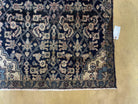 3 X 6 Handmade Hand-Knotted Wool Rug Short Runner Floral Black Organic Dye - Jewel Rugs