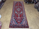 3 X 9 Antique Handmade Wool Rug Runner Red Teal Blue Accents Organic Dyes Nice - Jewel Rugs