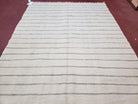 New Turkish Kilim Rug, Striped Area Rug, Southwestern Style, Off-white/Ivory Color, 5x8 Kilim Carpet, Hand-Knotted, Flatweave, Wool - Jewel Rugs