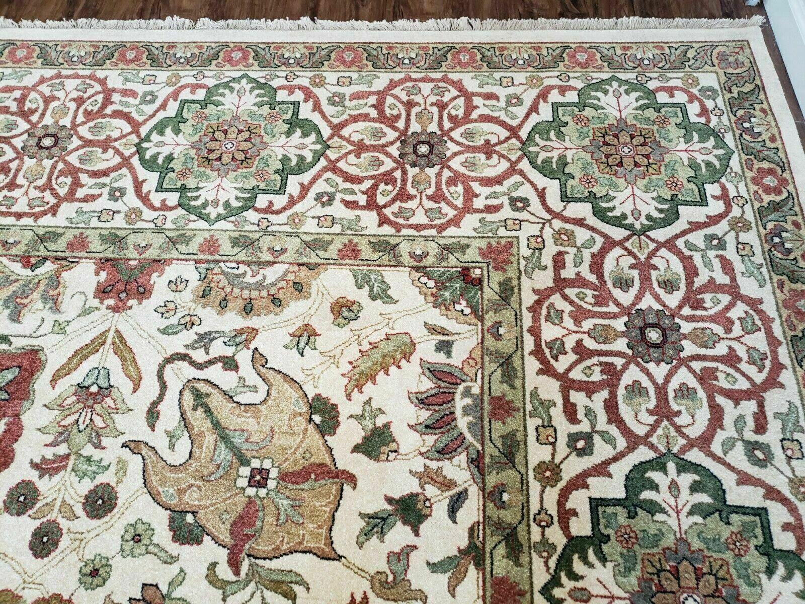 12' X 15' One-of-a-Kind Indian Hand-Knotted Wool Rug Hand Made Floral Ivory Nice - Jewel Rugs