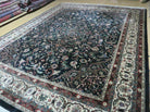 8' X 10' Handmade India Wool Rug Hand Knotted Carpet Floral Organic Dyes Black - Jewel Rugs