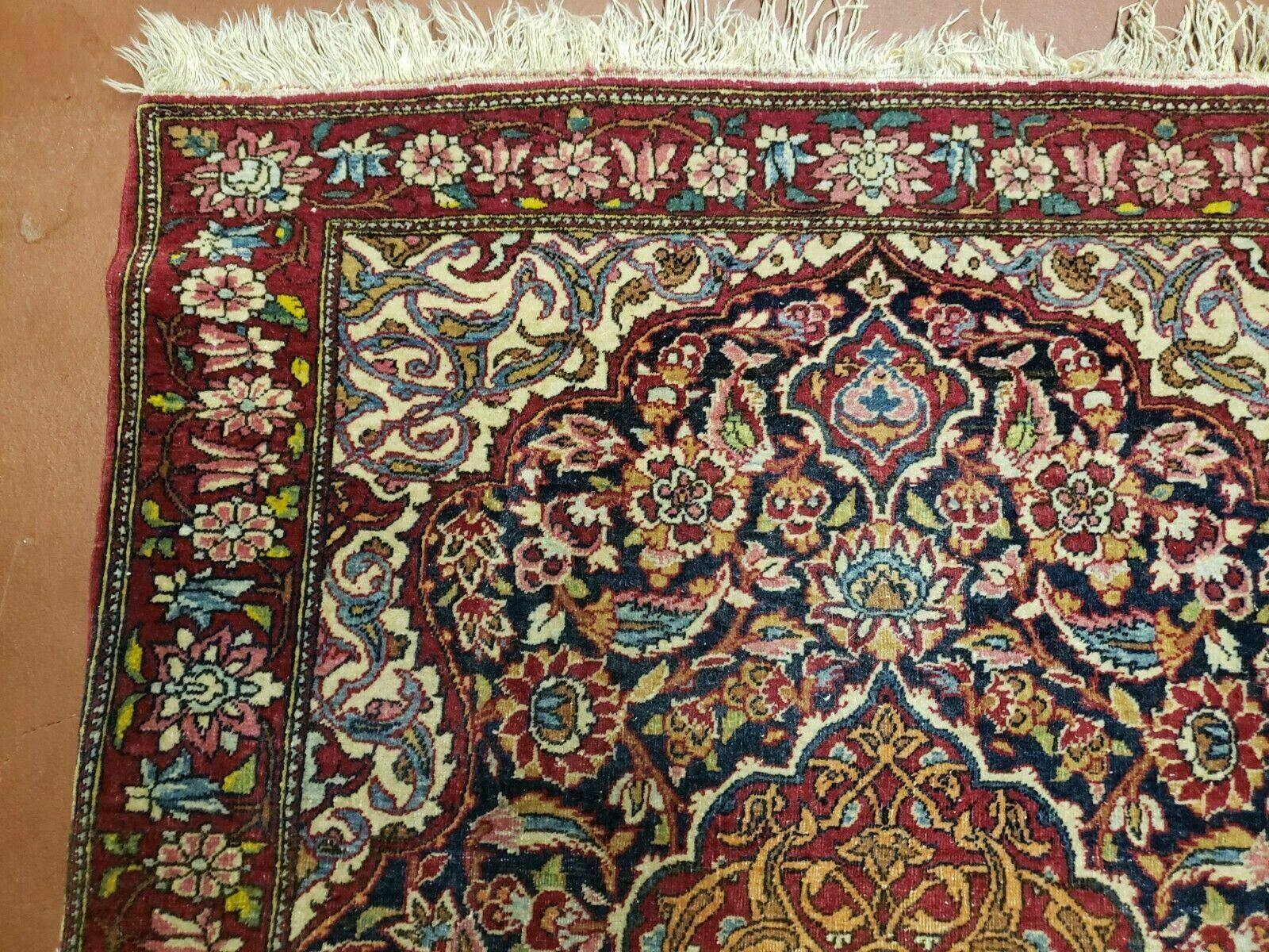 2' 5 X 3' 2" Antique Handmade Floral Oriental Wool Area Rug Vegetable Dyes Red - Jewel Rugs