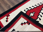 Antique Navajo Rug 4x6, Wool Handwoven Flatweave Collectible Navajo Territory Blanket, Tribal Carpet, Diamond Medallion, Ivory Red Black - Jewel Rugs