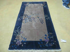 3' X 6' Antique Handmade Chinese Peking Art Deco Wool Blue & Gray Rug with Flowers - Jewel Rugs