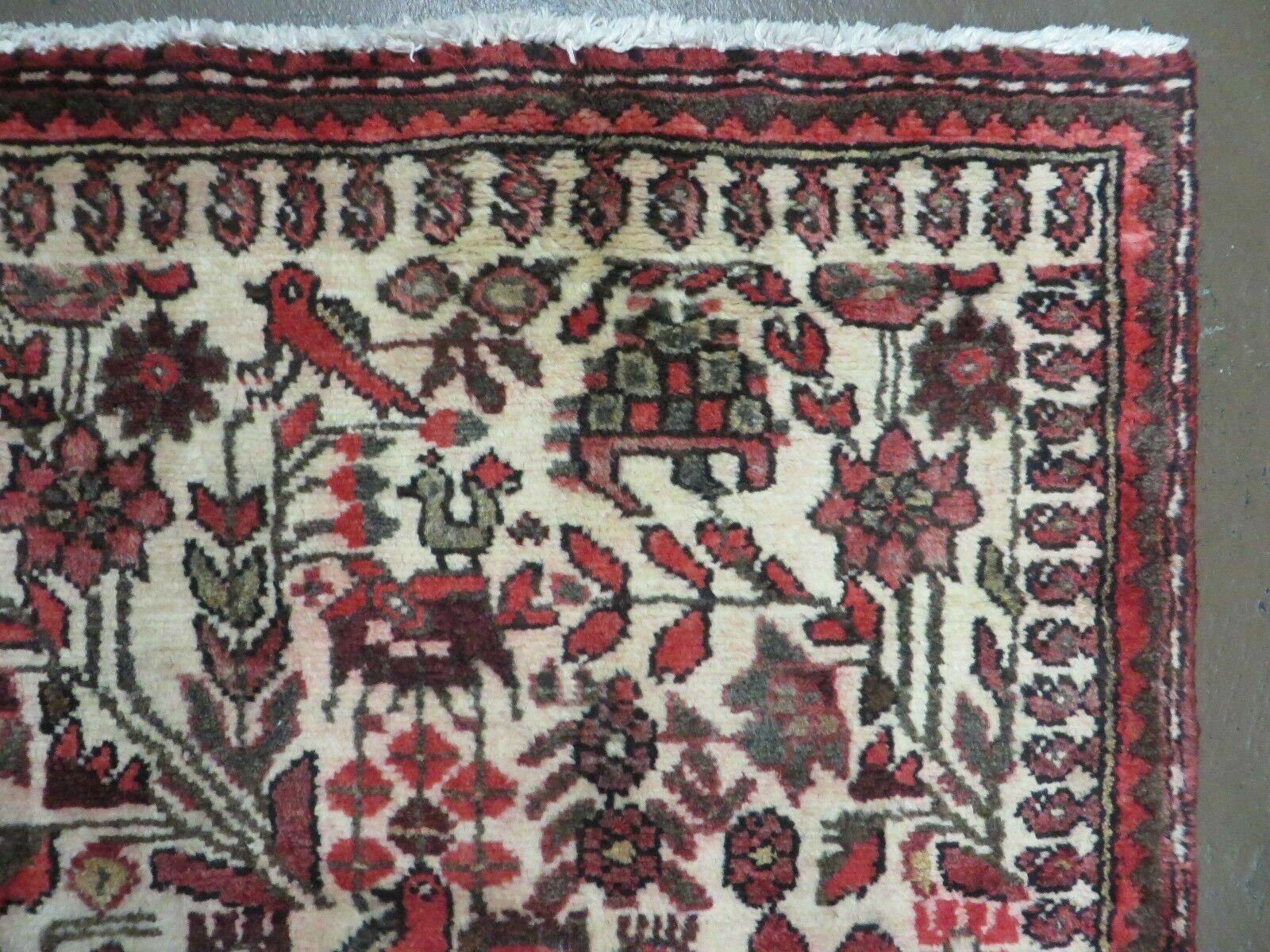 2' 5" X 13' Antique Handmade India Floral Oriental Wool Runner Rug Bird Animal Pictorial # 123 - Jewel Rugs