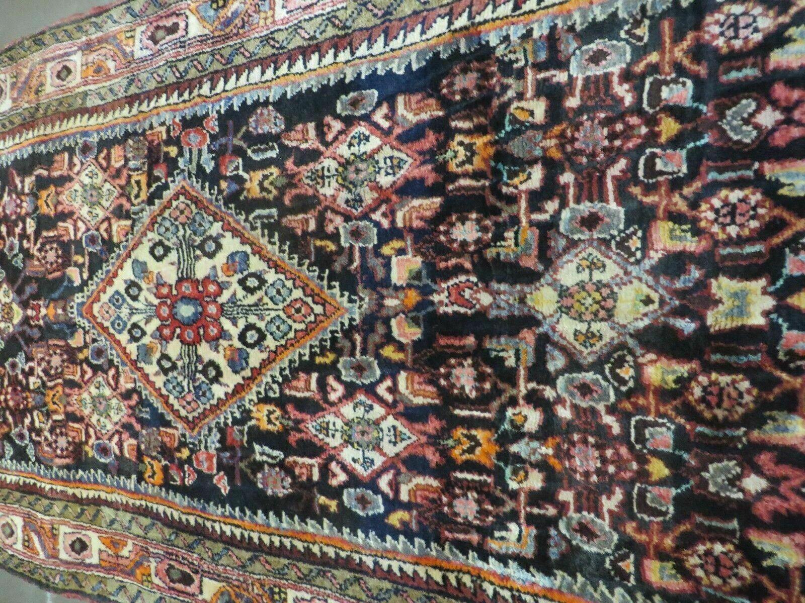 3'7" X 9' Vintage Handmade India Floral Oriental Wool Runner Rug Blue # 117 - Jewel Rugs