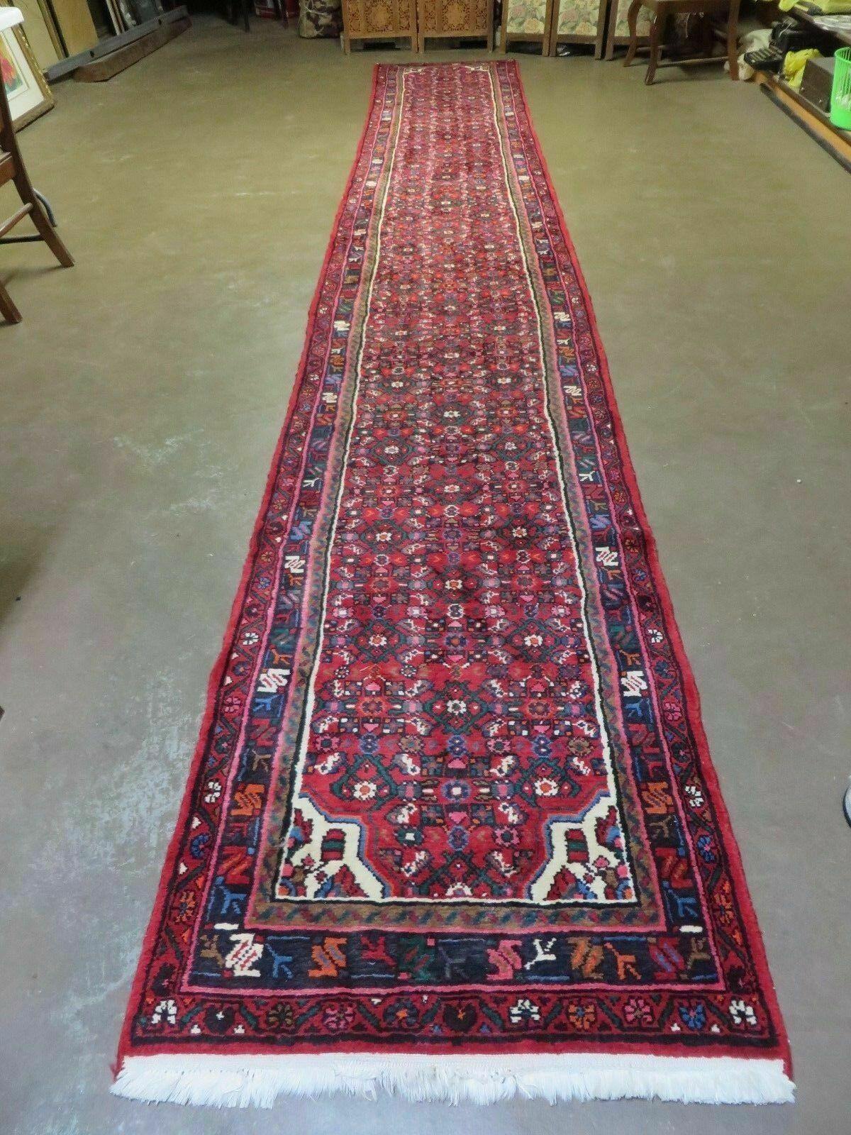 2' 11" X 19'5" Vintage Handmade Turkish Wool Runner Rug Red Nice - Jewel Rugs