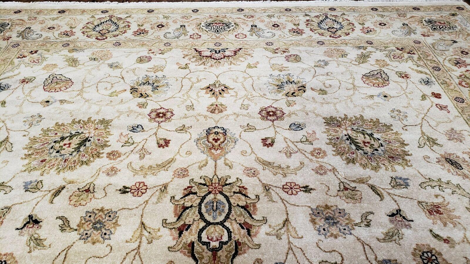 9' X 12' Vintage Handmade Wool Rug Carpet Indo Mahal Oushak Ivory Nice - Jewel Rugs